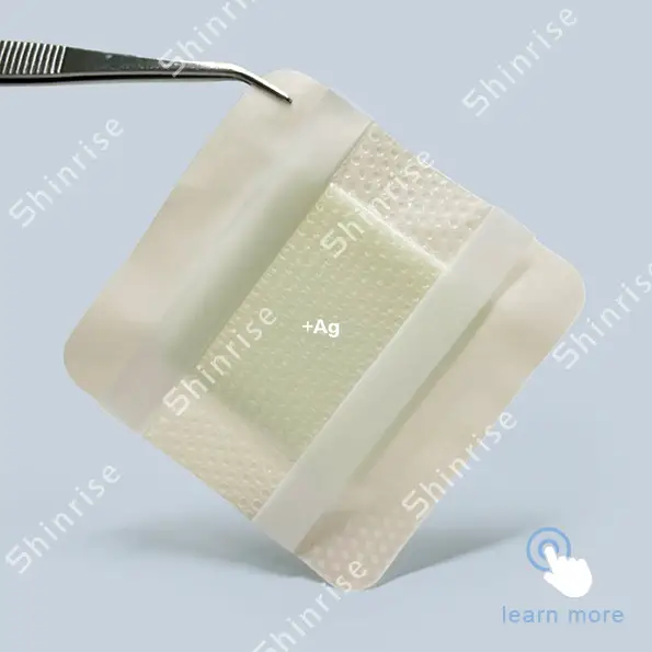 Silver Silicone Foam Dressing With Border